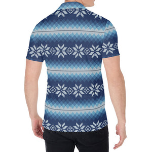 Snow Flower Knitted Pattern Print Men's Shirt