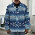 Snow Flower Knitted Pattern Print Men's Shirt Jacket