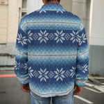 Snow Flower Knitted Pattern Print Men's Shirt Jacket