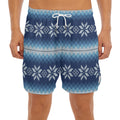 Snow Flower Knitted Pattern Print Men's Split Running Shorts