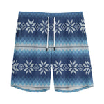 Snow Flower Knitted Pattern Print Men's Sports Shorts