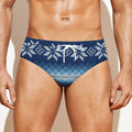 Snow Flower Knitted Pattern Print Men's Swim Briefs