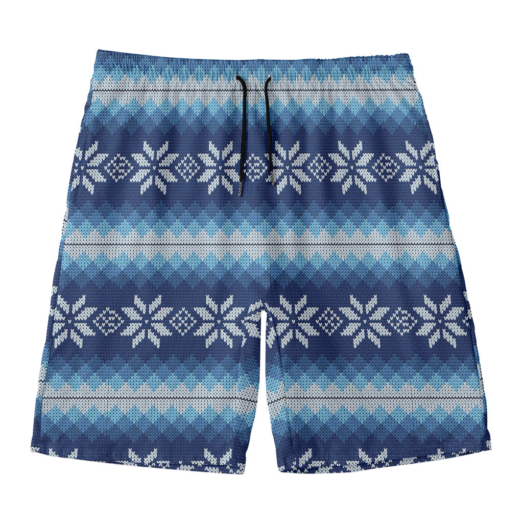 Snow Flower Knitted Pattern Print Men's Swim Trunks