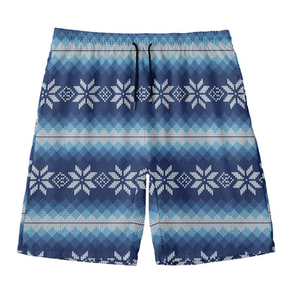Snow Flower Knitted Pattern Print Men's Swim Trunks