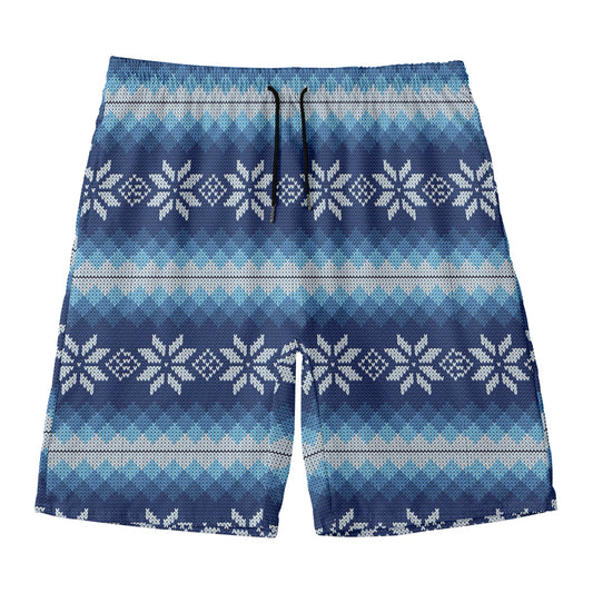 Snow Flower Knitted Pattern Print Men's Swim Trunks