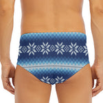 Snow Flower Knitted Pattern Print Men's Triangle Swim Briefs