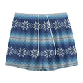 Snow Flower Knitted Pattern Print Mesh Shorts