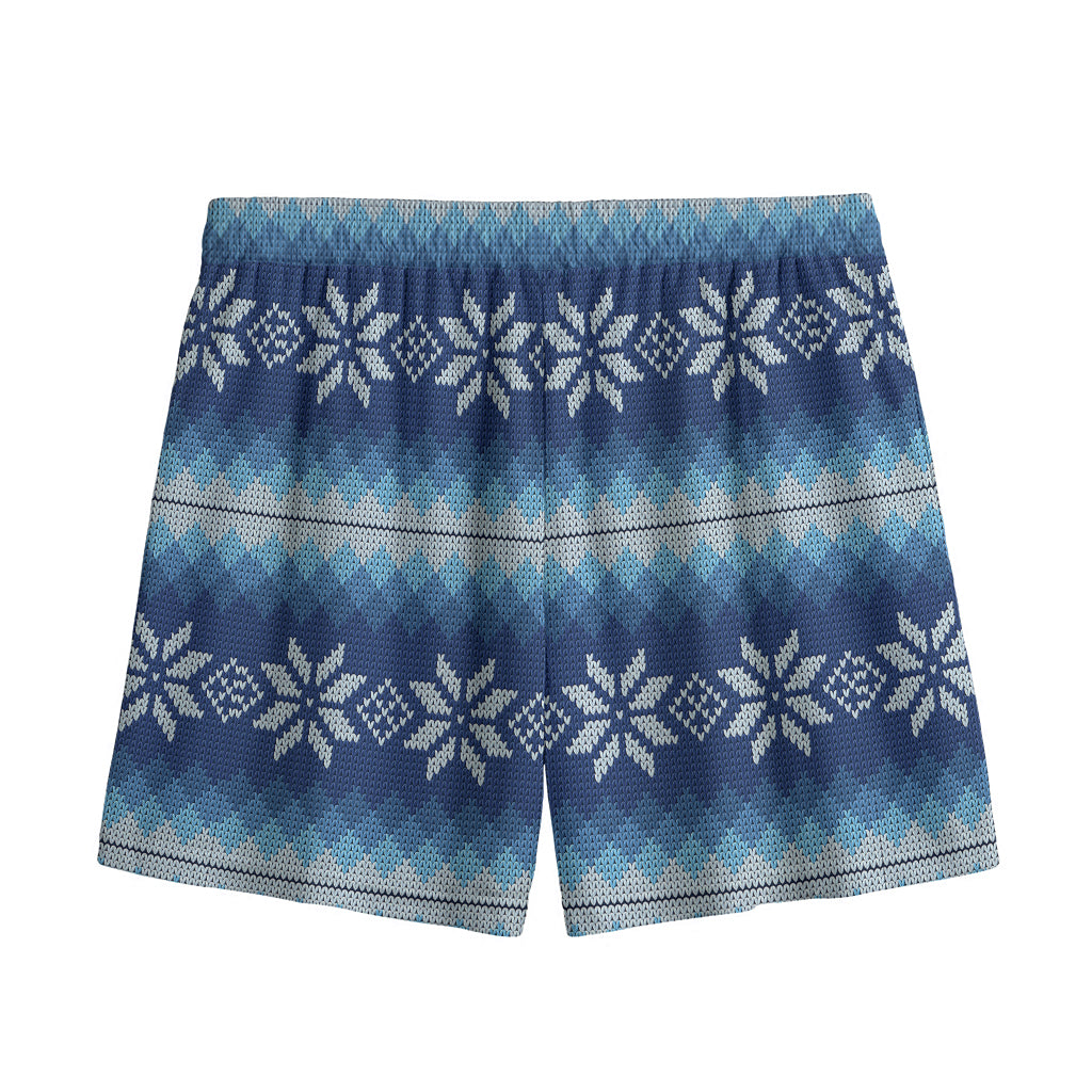 Snow Flower Knitted Pattern Print Mesh Shorts