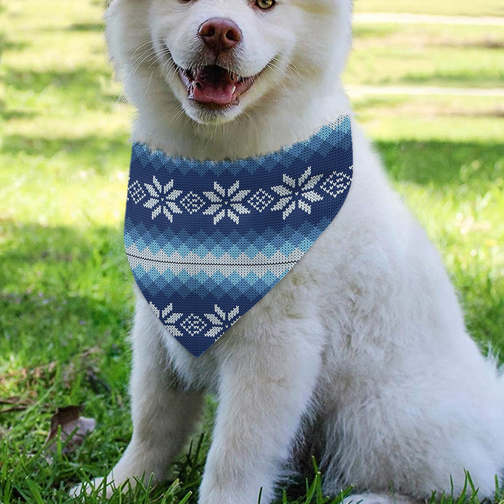 Snow Flower Knitted Pattern Print Over The Collar Dog Bandana