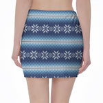 Snow Flower Knitted Pattern Print Pencil Mini Skirt