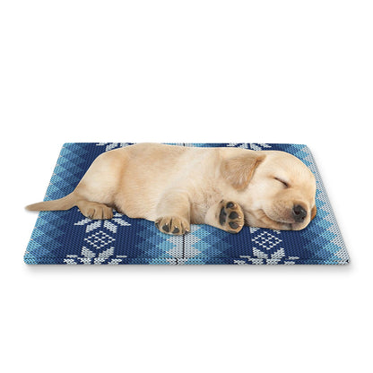 Snow Flower Knitted Pattern Print Pet Cooling Mat Cover