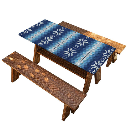 Snow Flower Knitted Pattern Print Picnic Table Cover