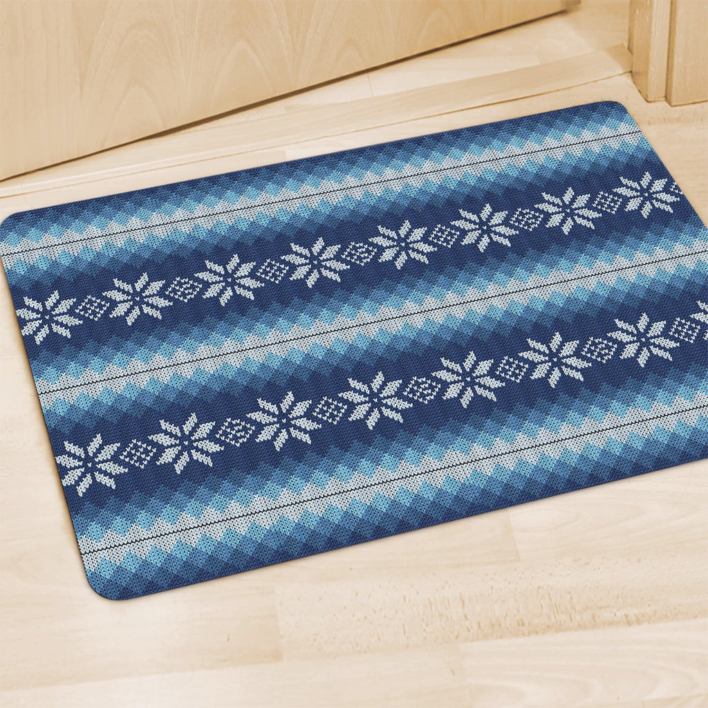 Snow Flower Knitted Pattern Print Polyester Doormat