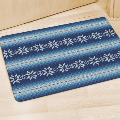 Snow Flower Knitted Pattern Print Polyester Doormat