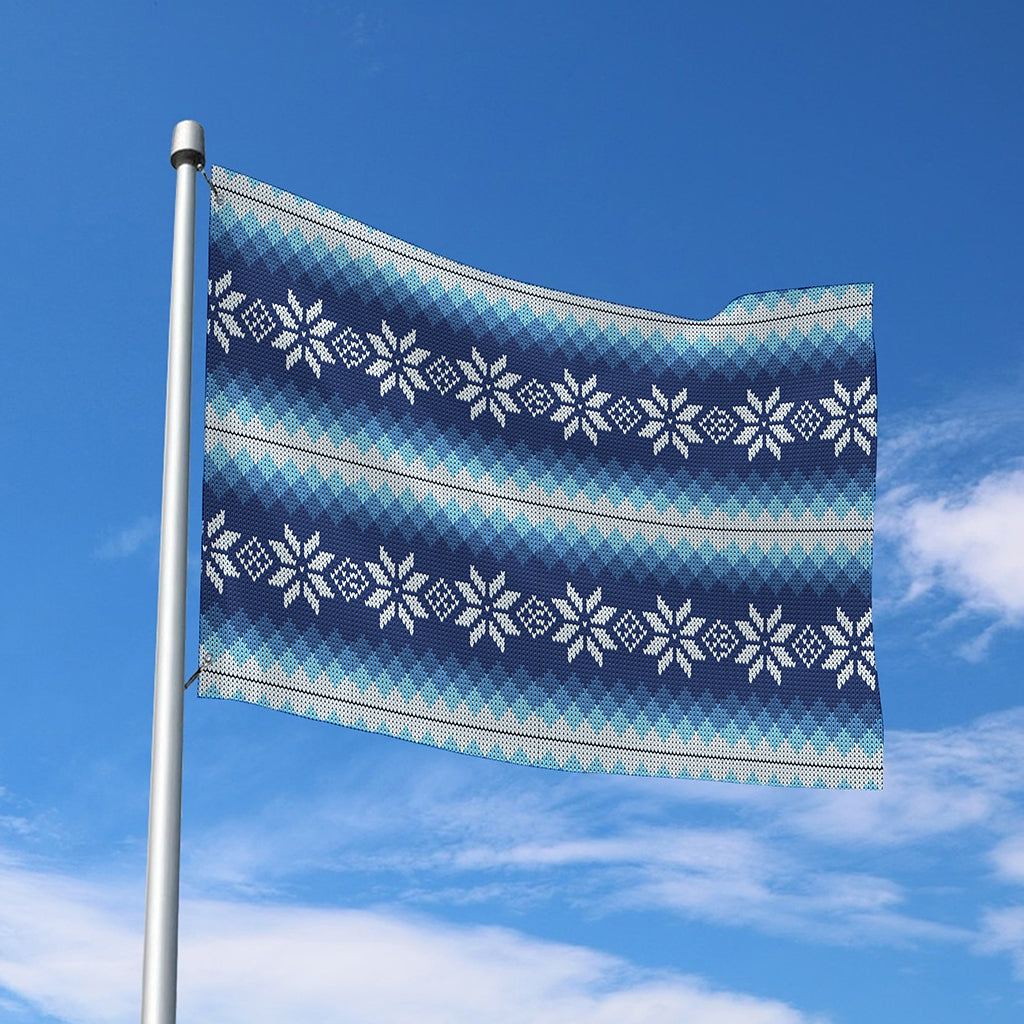 Snow Flower Knitted Pattern Print Polyester Flag