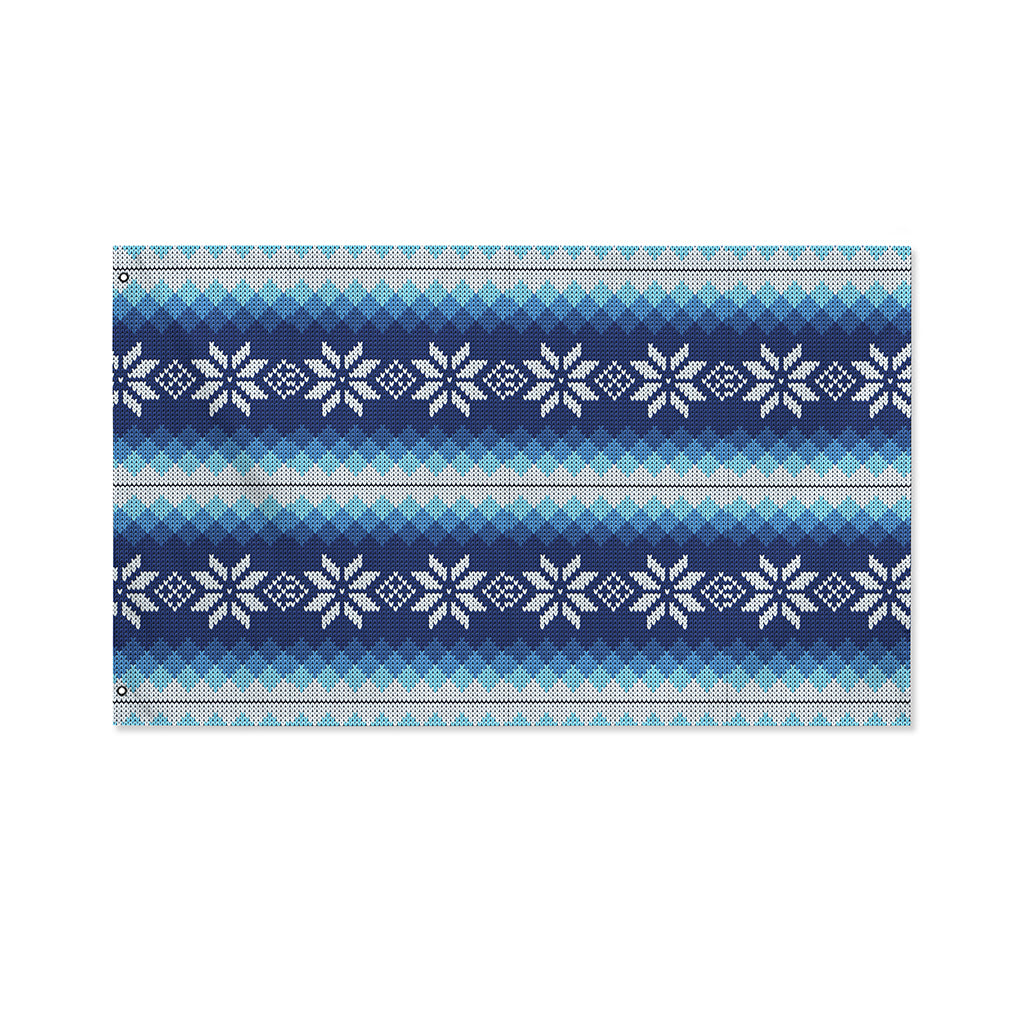 Snow Flower Knitted Pattern Print Polyester Flag