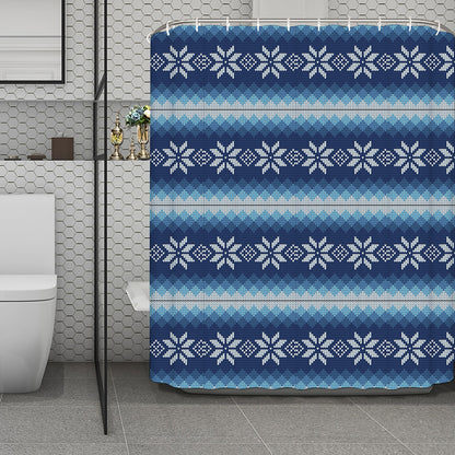 Snow Flower Knitted Pattern Print Polyester Shower Curtain