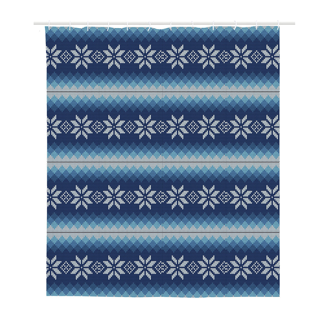 Snow Flower Knitted Pattern Print Polyester Shower Curtain
