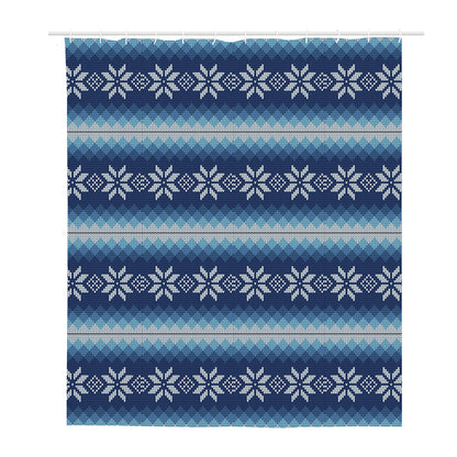 Snow Flower Knitted Pattern Print Polyester Shower Curtain