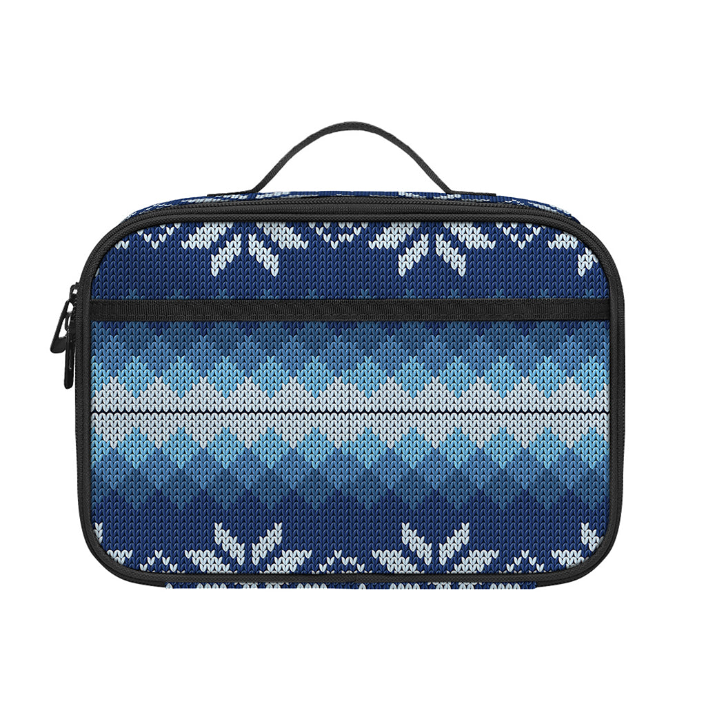 Snow Flower Knitted Pattern Print Portable Lunch Bag