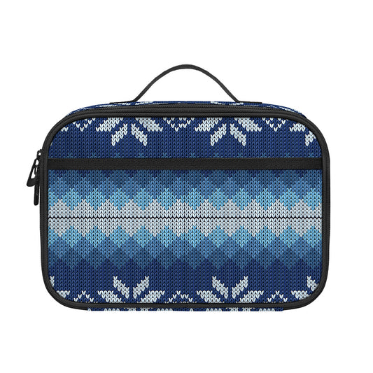 Snow Flower Knitted Pattern Print Portable Lunch Bag