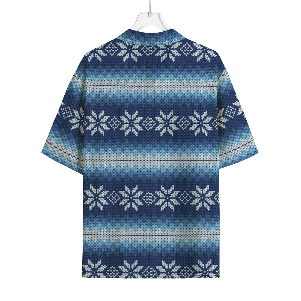 Snow Flower Knitted Pattern Print Rayon Hawaiian Shirt