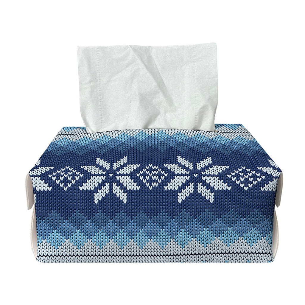 Snow Flower Knitted Pattern Print Rectangle Tissue Box Cover