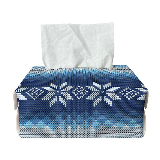 Snow Flower Knitted Pattern Print Rectangle Tissue Box Cover