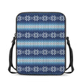 Snow Flower Knitted Pattern Print Rectangular Crossbody Bag