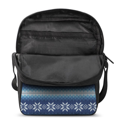 Snow Flower Knitted Pattern Print Rectangular Crossbody Bag