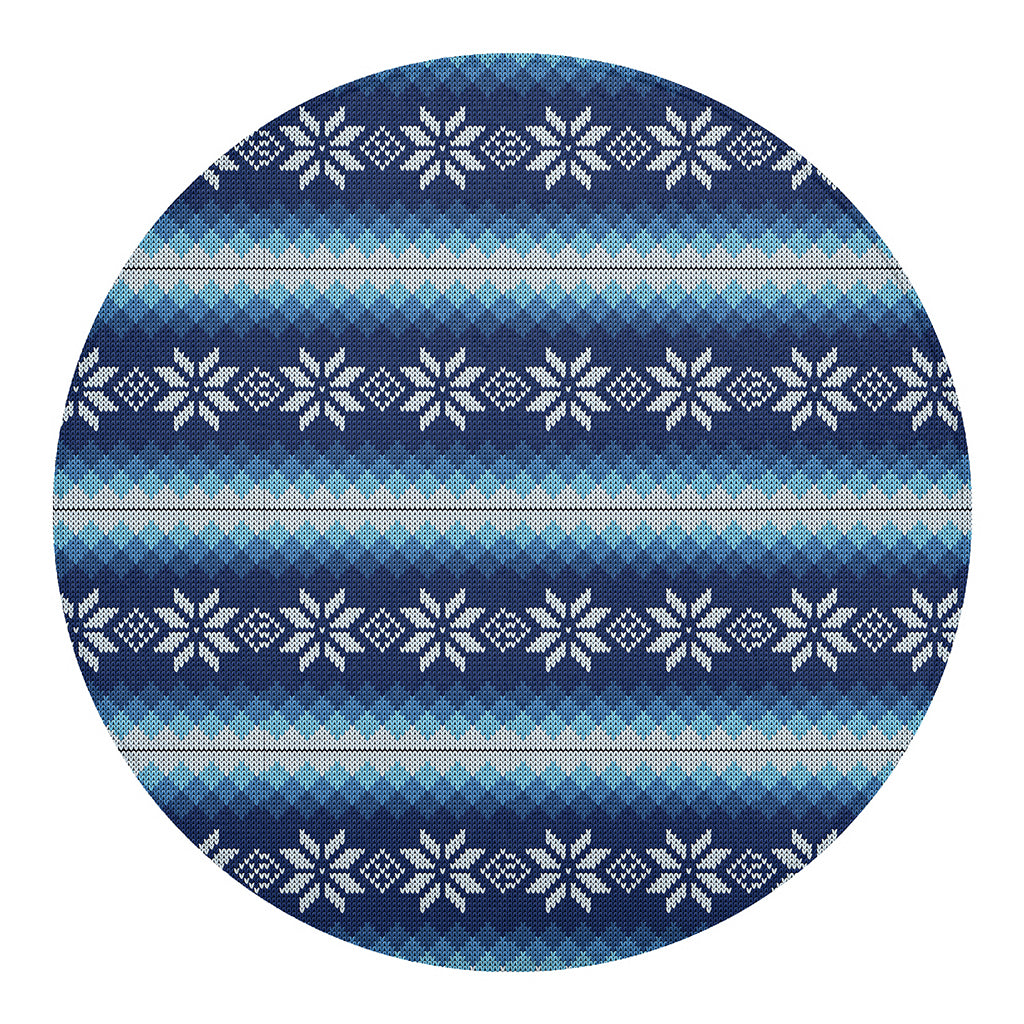 Snow Flower Knitted Pattern Print Round Blanket