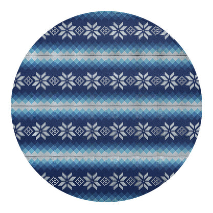 Snow Flower Knitted Pattern Print Round Blanket