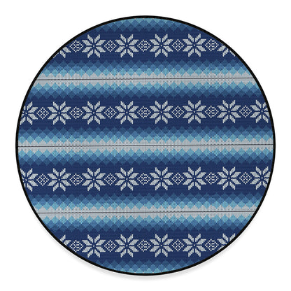 Snow Flower Knitted Pattern Print Round Floor Mat