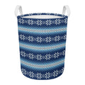 Snow Flower Knitted Pattern Print Round Laundry Basket