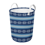 Snow Flower Knitted Pattern Print Round Laundry Basket