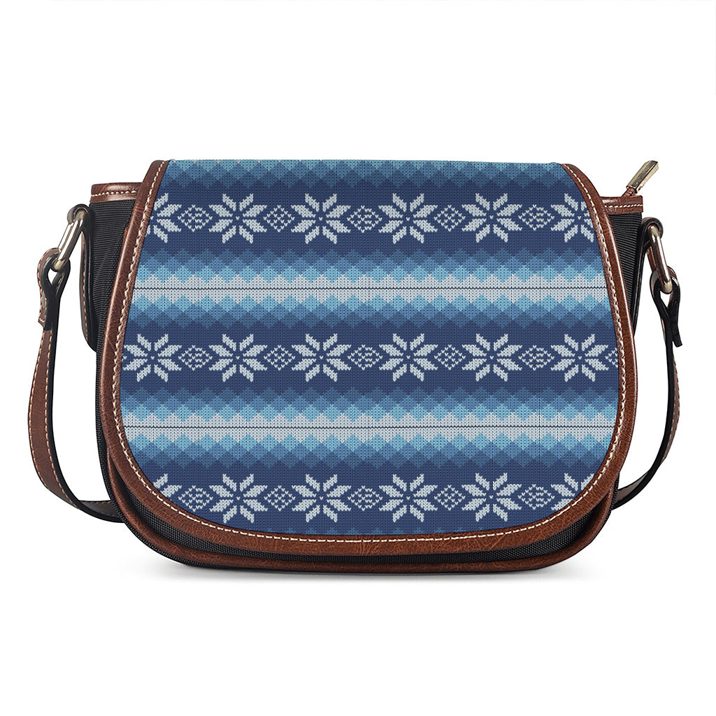Snow Flower Knitted Pattern Print Saddle Bag