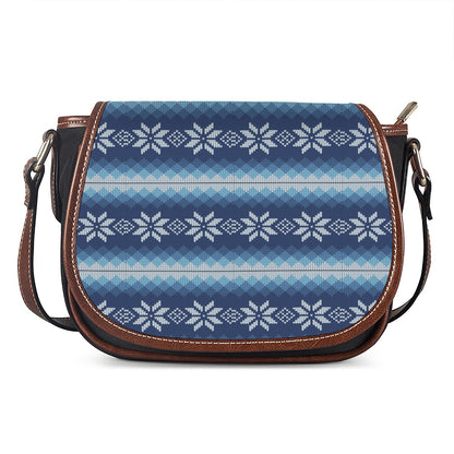 Snow Flower Knitted Pattern Print Saddle Bag