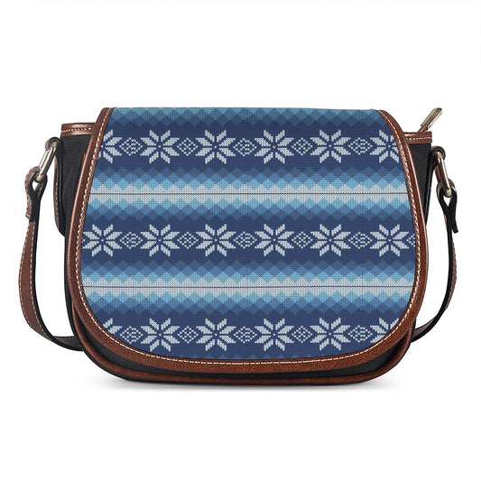 Snow Flower Knitted Pattern Print Saddle Bag