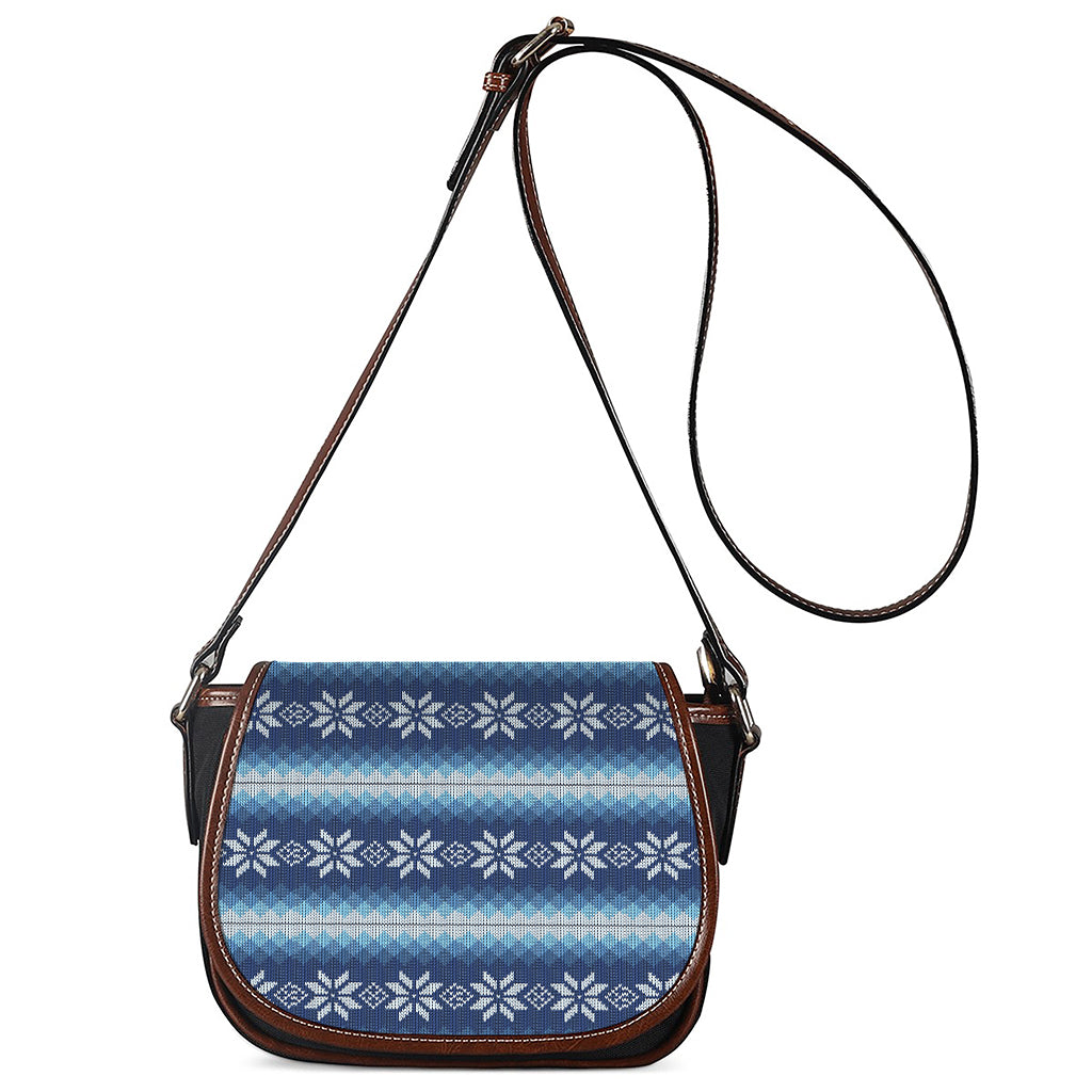 Snow Flower Knitted Pattern Print Saddle Bag