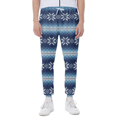 Snow Flower Knitted Pattern Print Scuba Joggers
