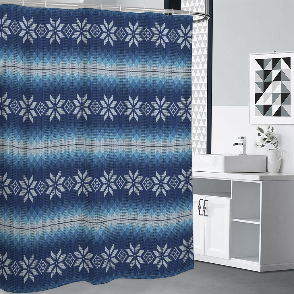 Snow Flower Knitted Pattern Print Shower Curtain