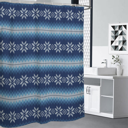 Snow Flower Knitted Pattern Print Shower Curtain