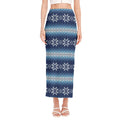Snow Flower Knitted Pattern Print Side Slit Maxi Skirt