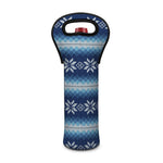 Snow Flower Knitted Pattern Print Single Neoprene Wine Tote