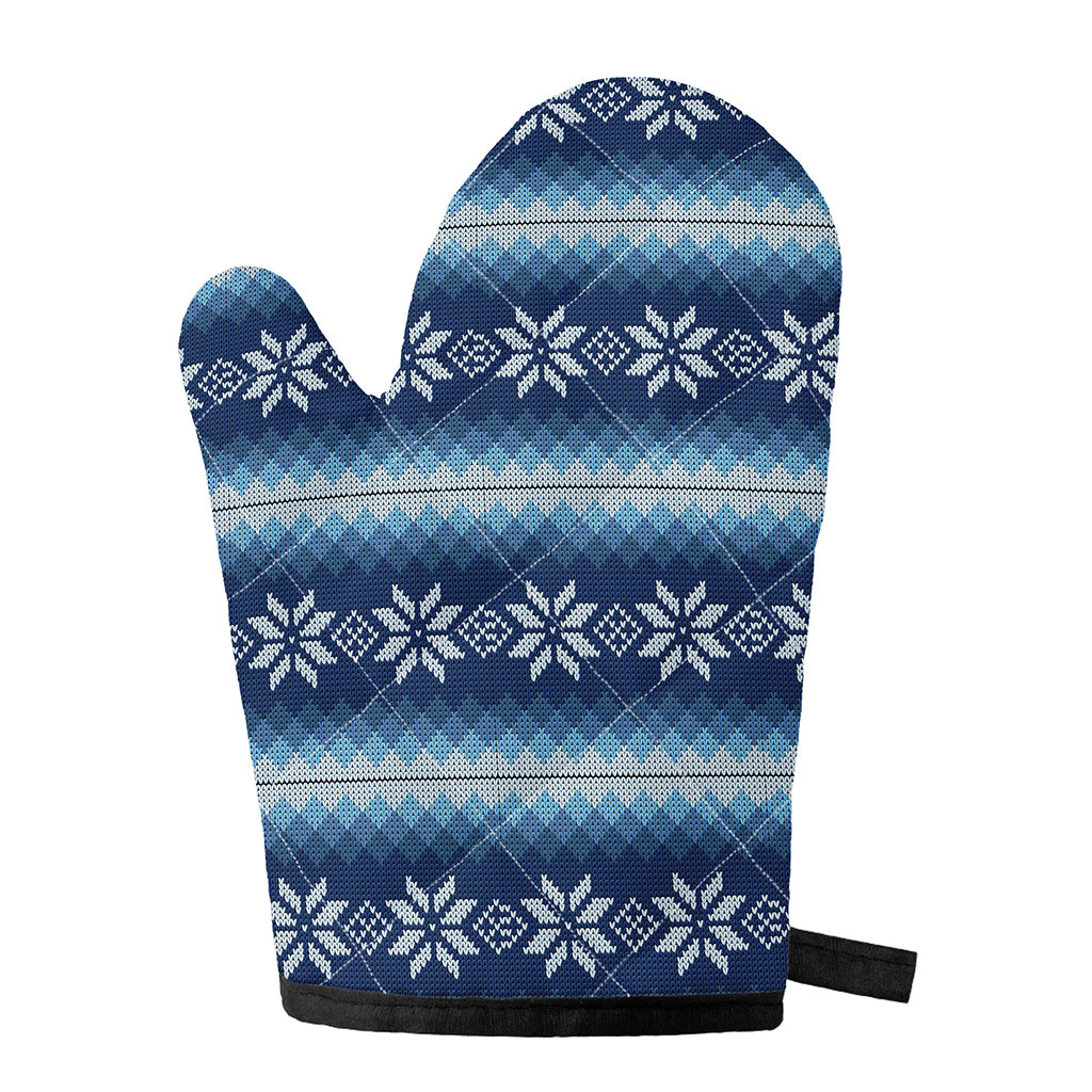 Snow Flower Knitted Pattern Print Single Oven Mitt