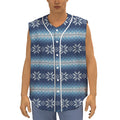 Snow Flower Knitted Pattern Print Sleeveless Baseball Jersey