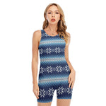 Snow Flower Knitted Pattern Print Sleeveless One Piece Swimsuit