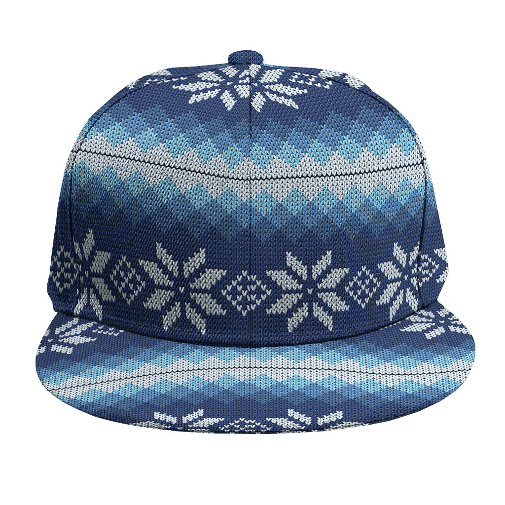 Snow Flower Knitted Pattern Print Snapback Cap