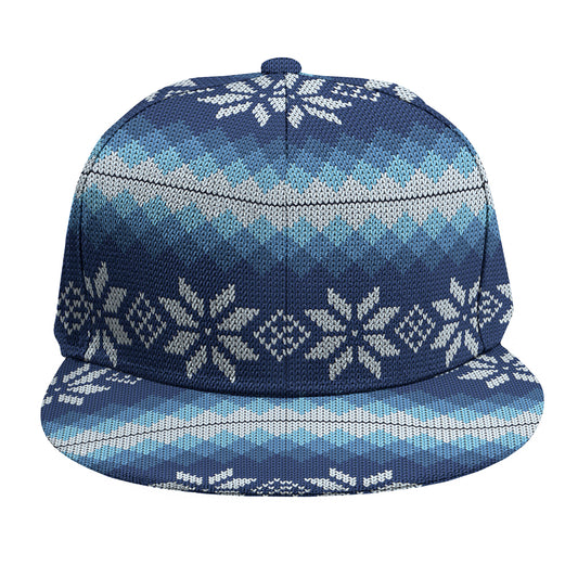Snow Flower Knitted Pattern Print Snapback Cap