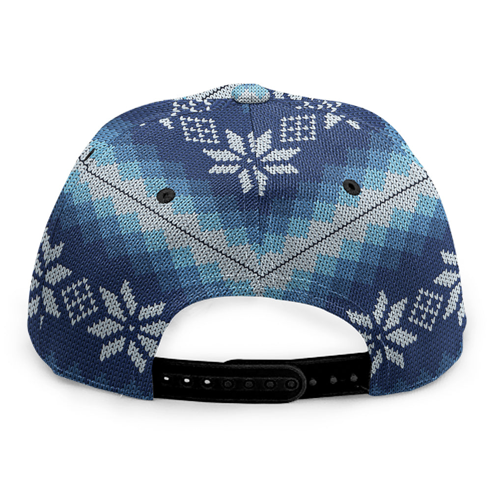 Snow Flower Knitted Pattern Print Snapback Cap